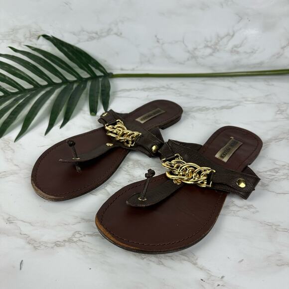 Steve Madden Thong Sandals with Gold Chain Women Size 8 - Picture 2 of 7